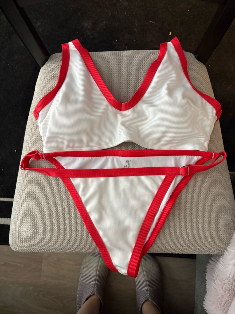 Cupshe White Bikini with Red Trim